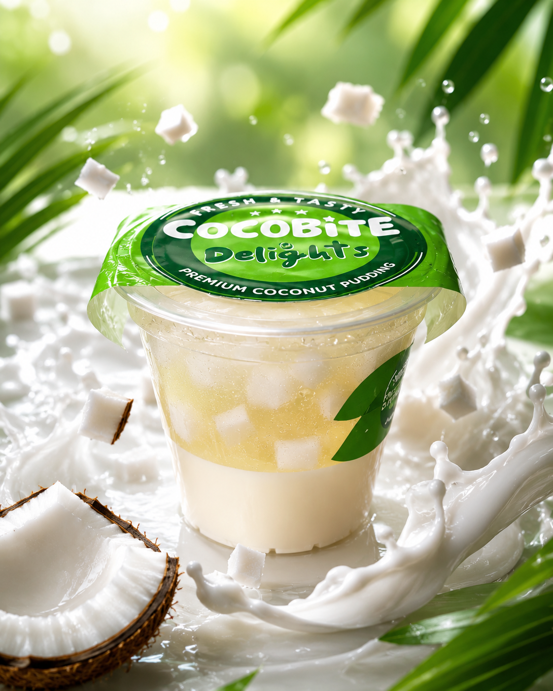 Cocobite premium coconut pudding boxes and cups